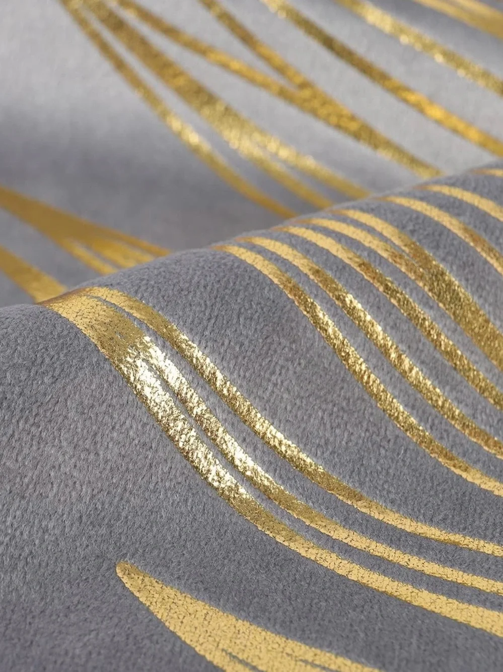Grey Throw Pillow Covers with Gold Palm Leaf Foil